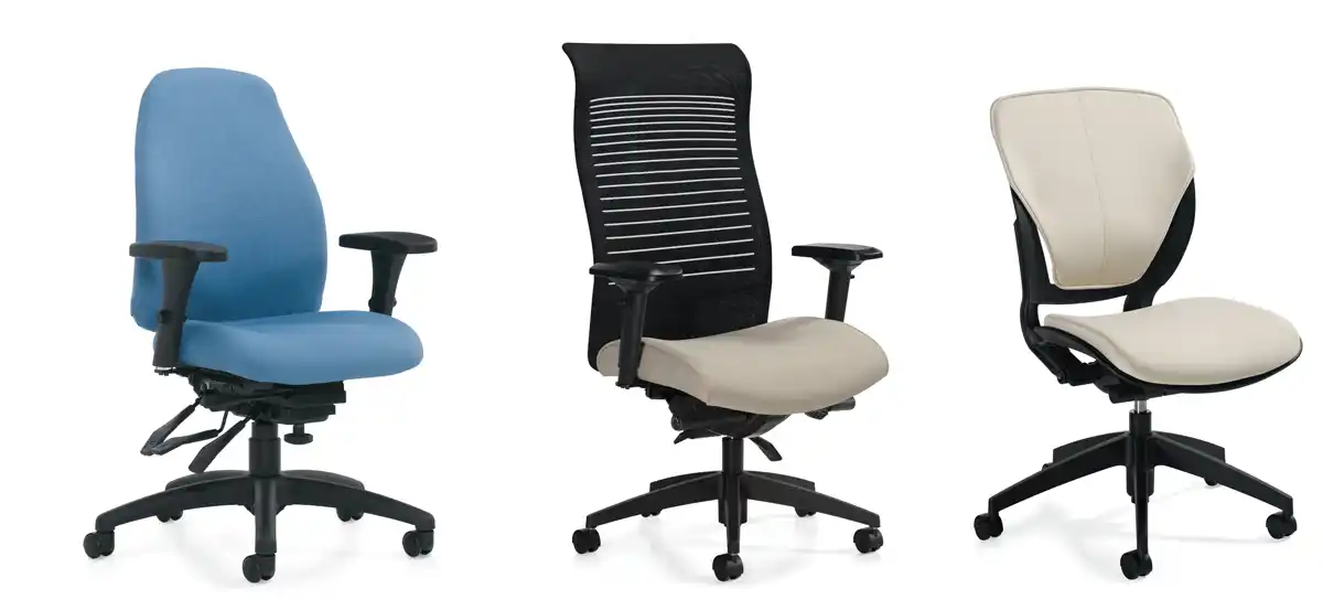 Different styles of office chairs: traditional, modern, minimalistic
