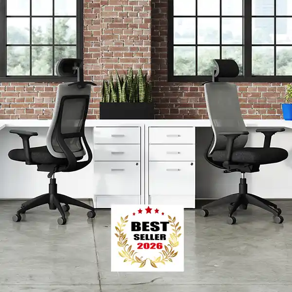 Zim grey mesh high back office chair with weight sensing synchro-tilt