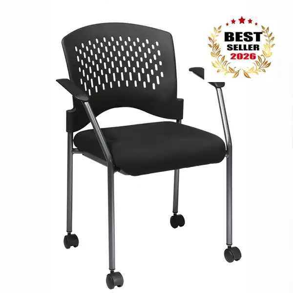 Pro-Line II titanium finish rolling visitors office chair