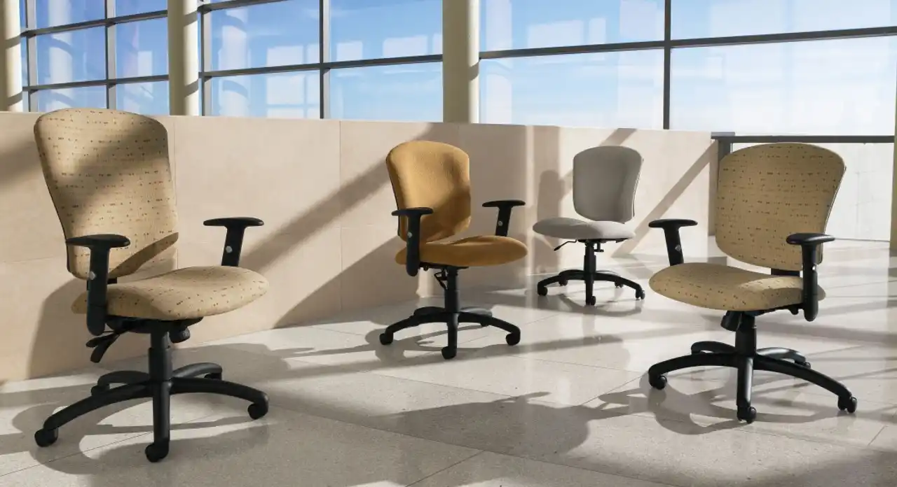 Different Global Supra-X chairs: high back, medium back, armless and lowback